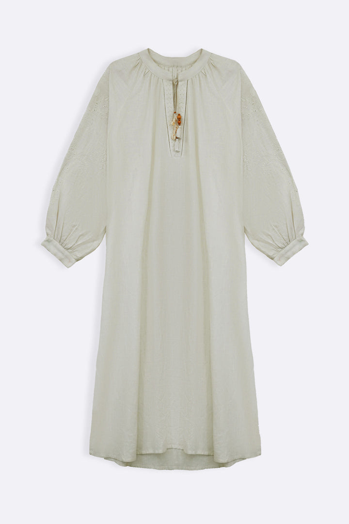 OFF WHITE BOHO LINEN-COTTON MAXI