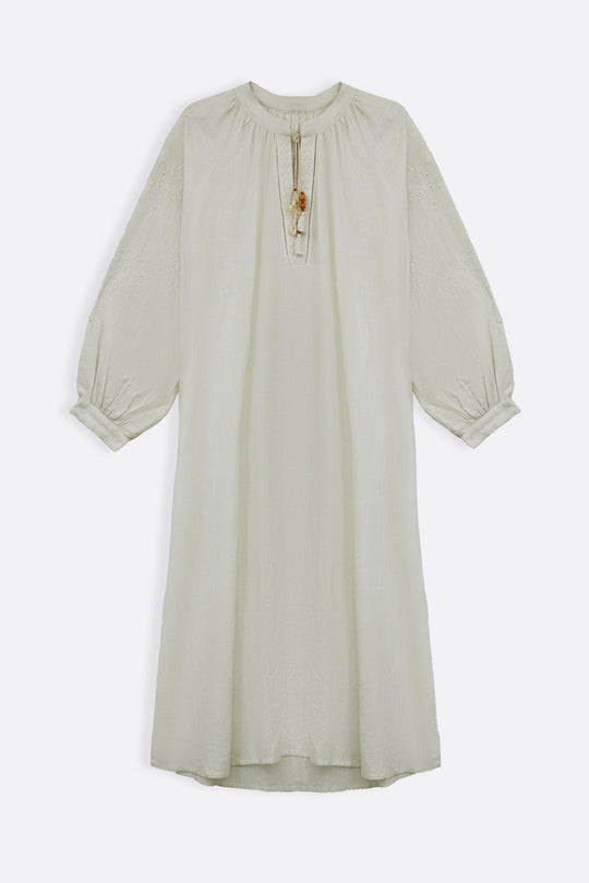 OFF WHITE BOHO LINEN-COTTON MAXI