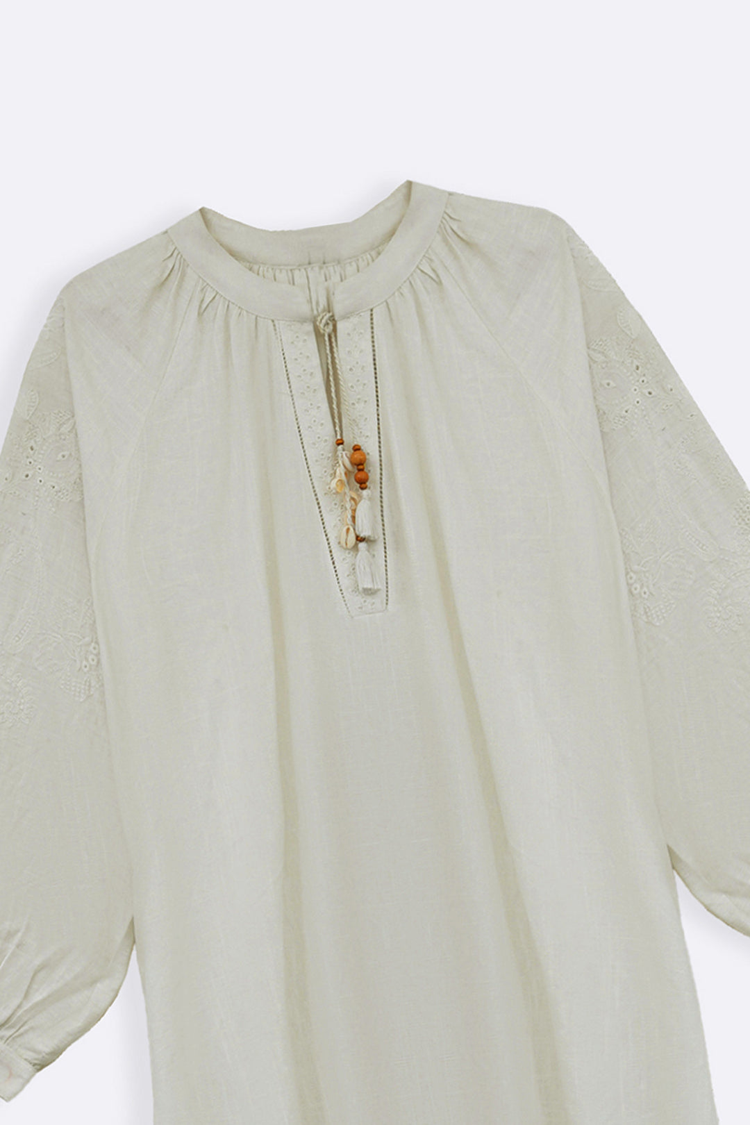 OFF WHITE BOHO LINEN-COTTON MAXI