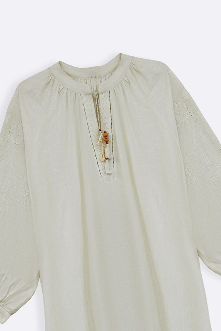 OFF WHITE BOHO LINEN-COTTON MAXI