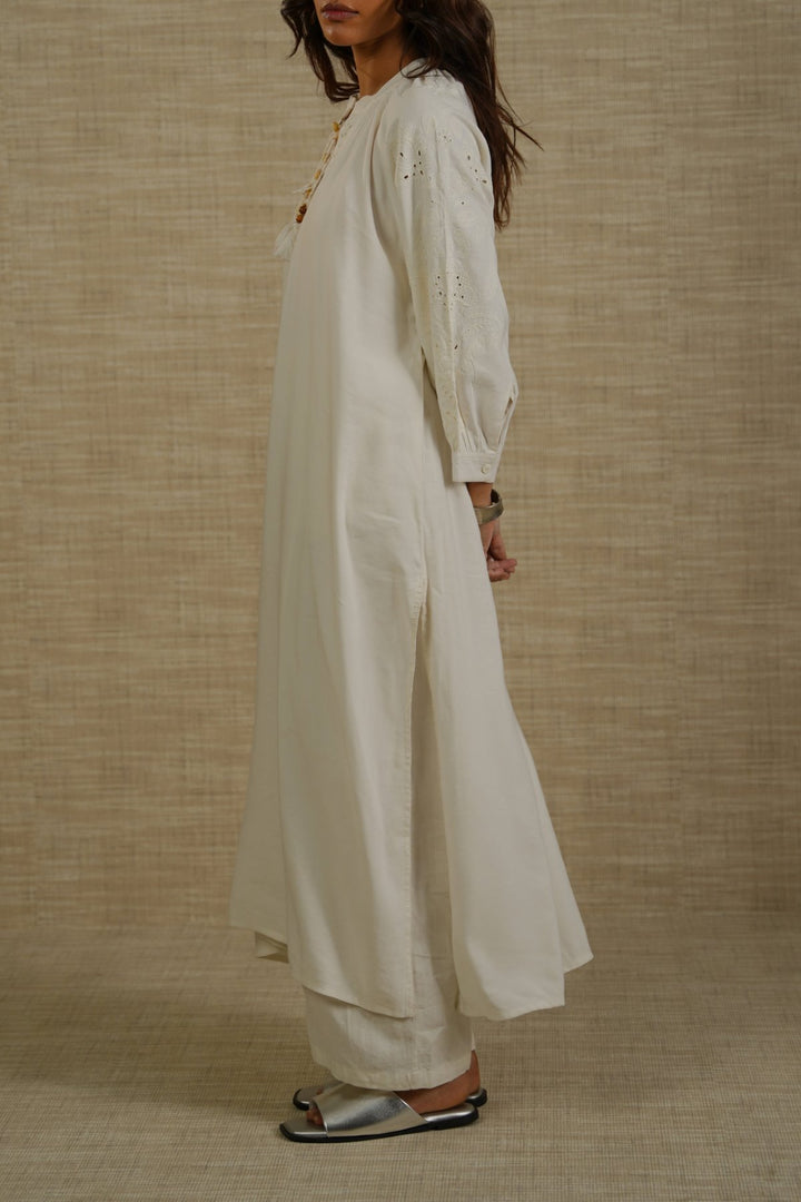OFF WHITE BOHO LINEN-COTTON MAXI