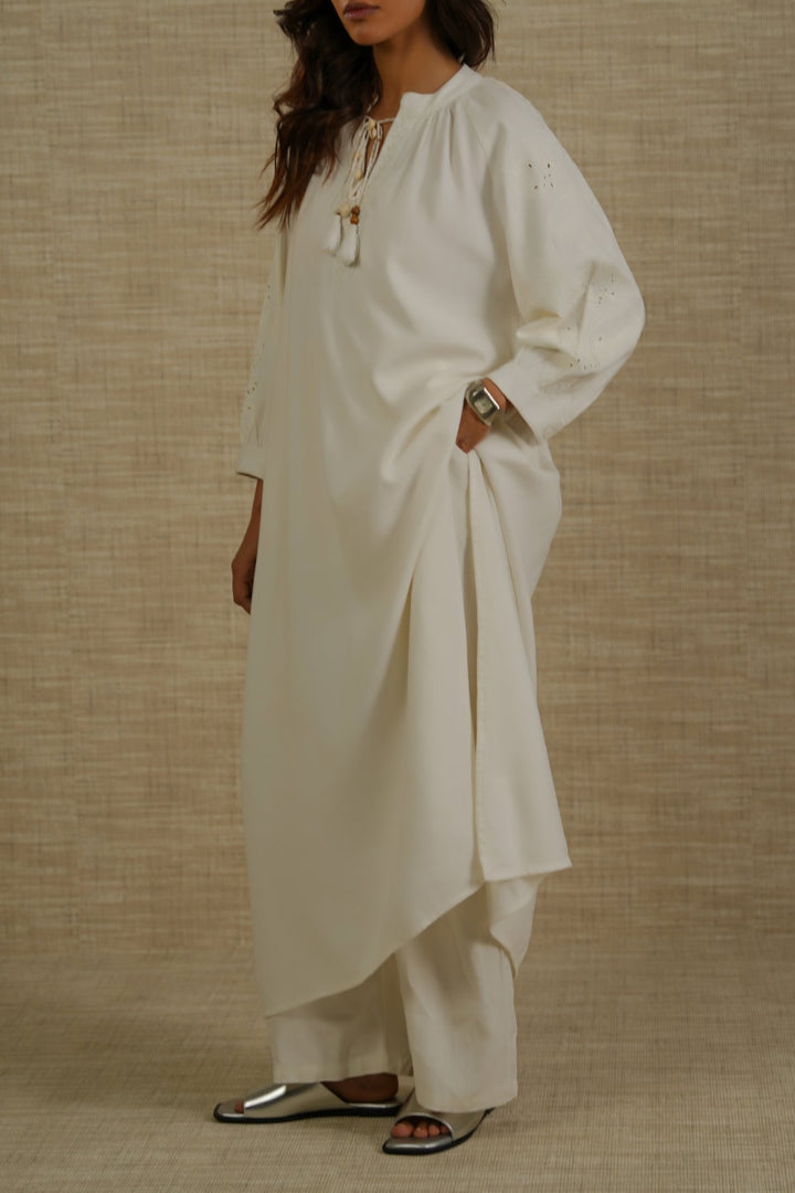 OFF WHITE BOHO LINEN-COTTON MAXI