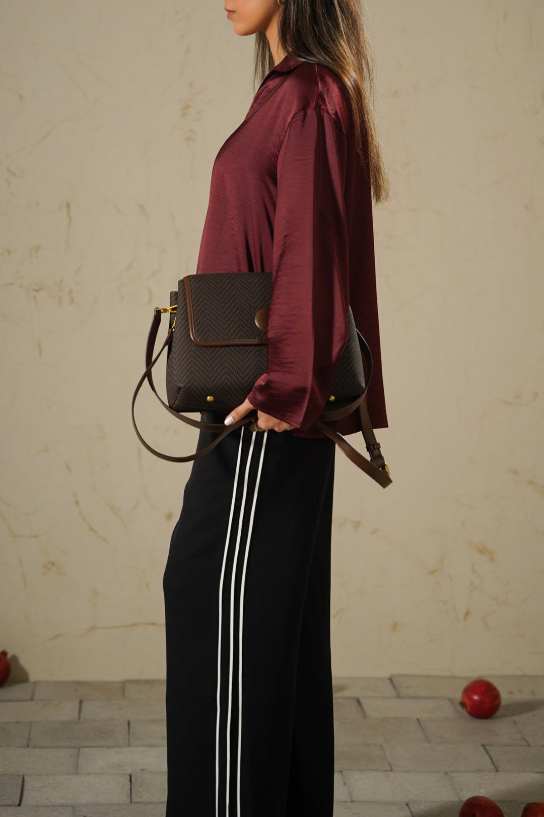 OX BLOOD SILKY EASY BLOUSE