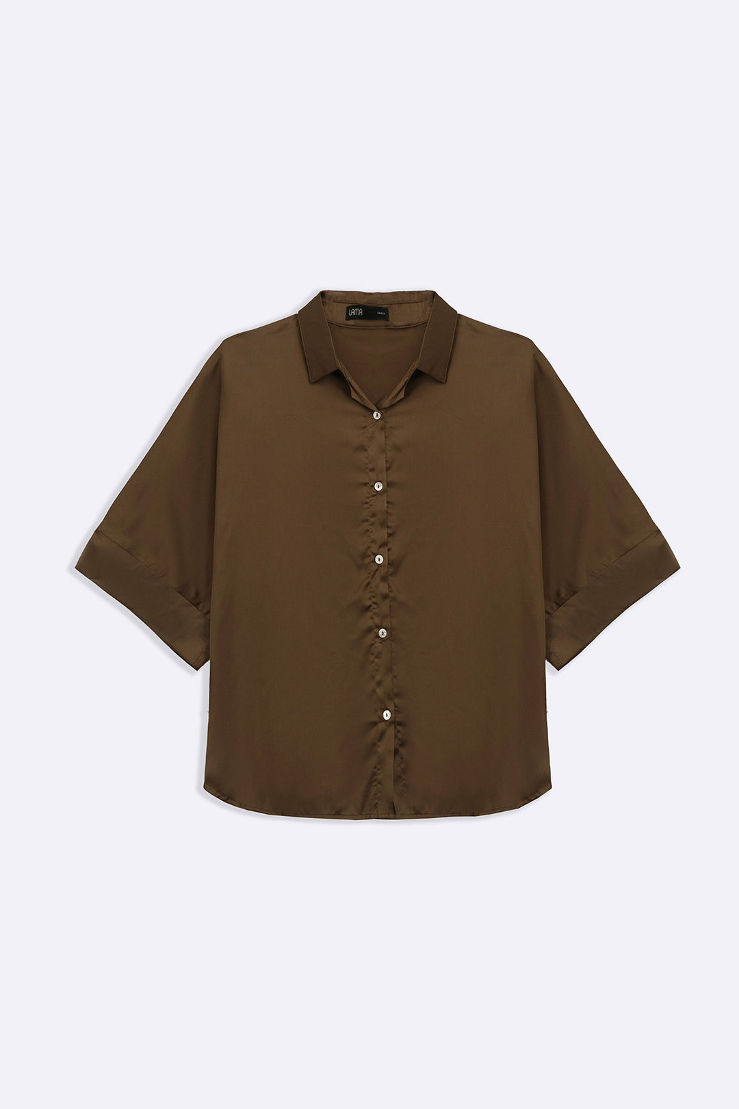 BROWN EVENING SATIN BLOUSE