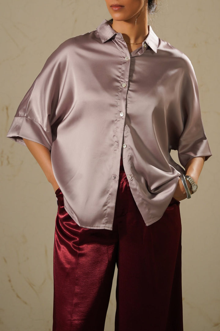 PINK EVENING SATIN BLOUSE