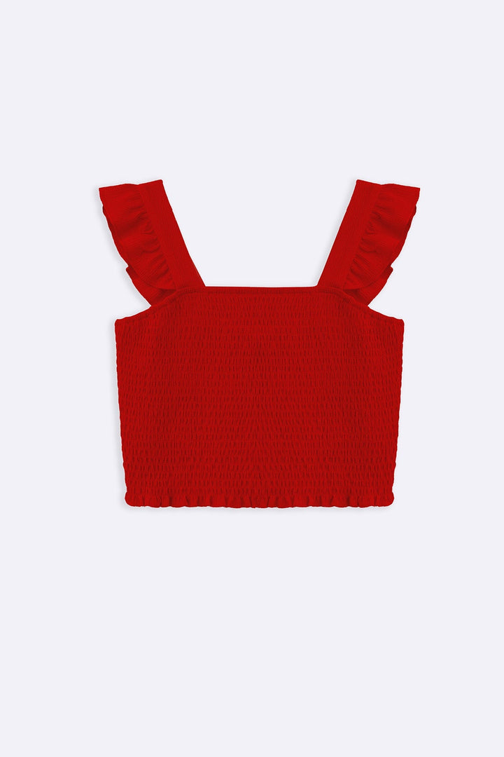 RED SMOCKED TOP