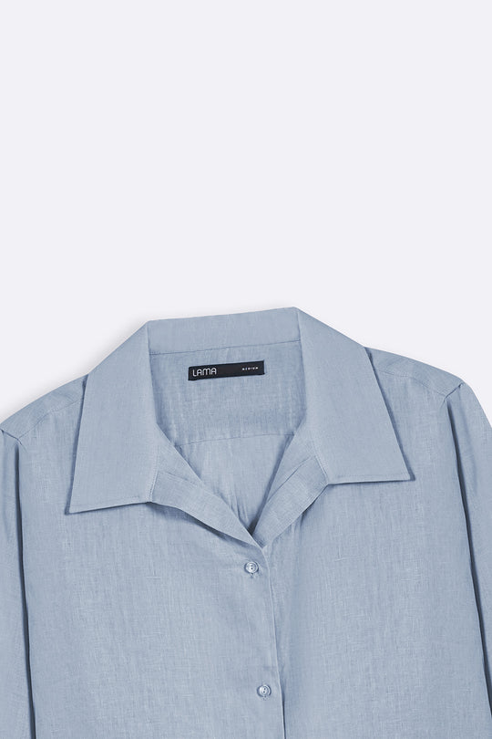 BLUE 100% PURE LINEN SHIRT