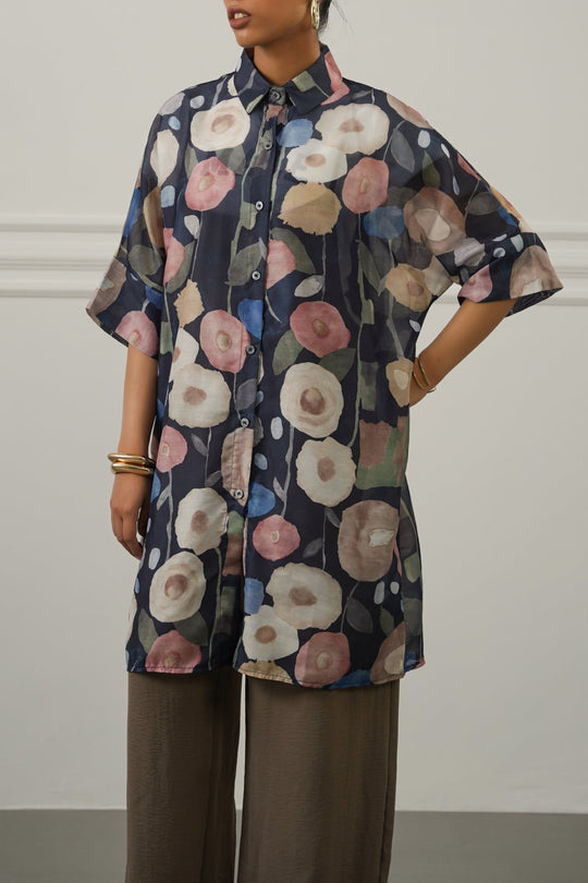 GREY NOCTURNAL BLOOM SHIRT