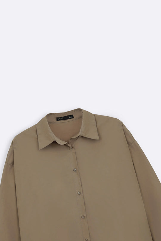 TAUPE OVERSIZED COTTON BLOUSE