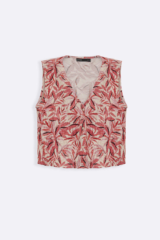 PINK BAMBOO SMOCKED VEST