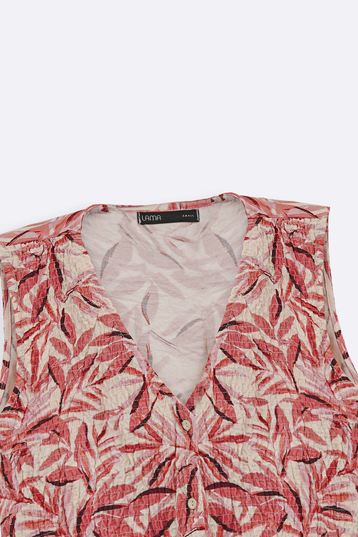 PINK BAMBOO SMOCKED VEST