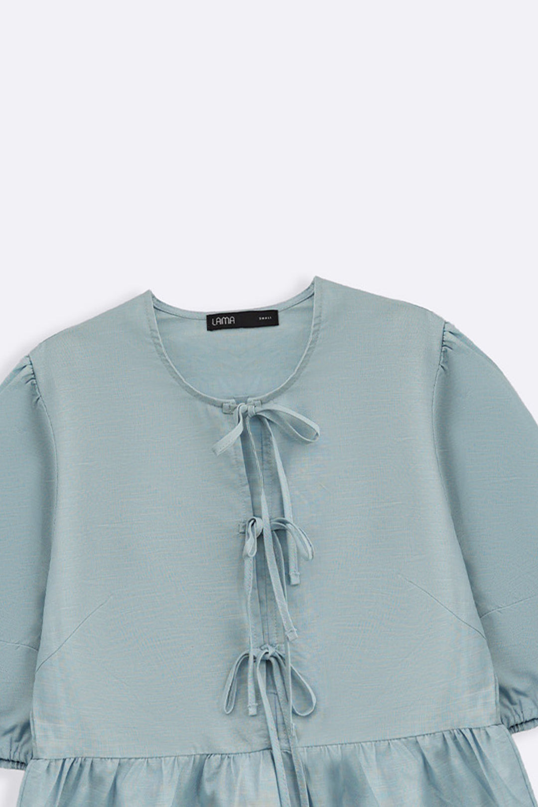 BLUE LINEN COTTON FLOUNCE TOP