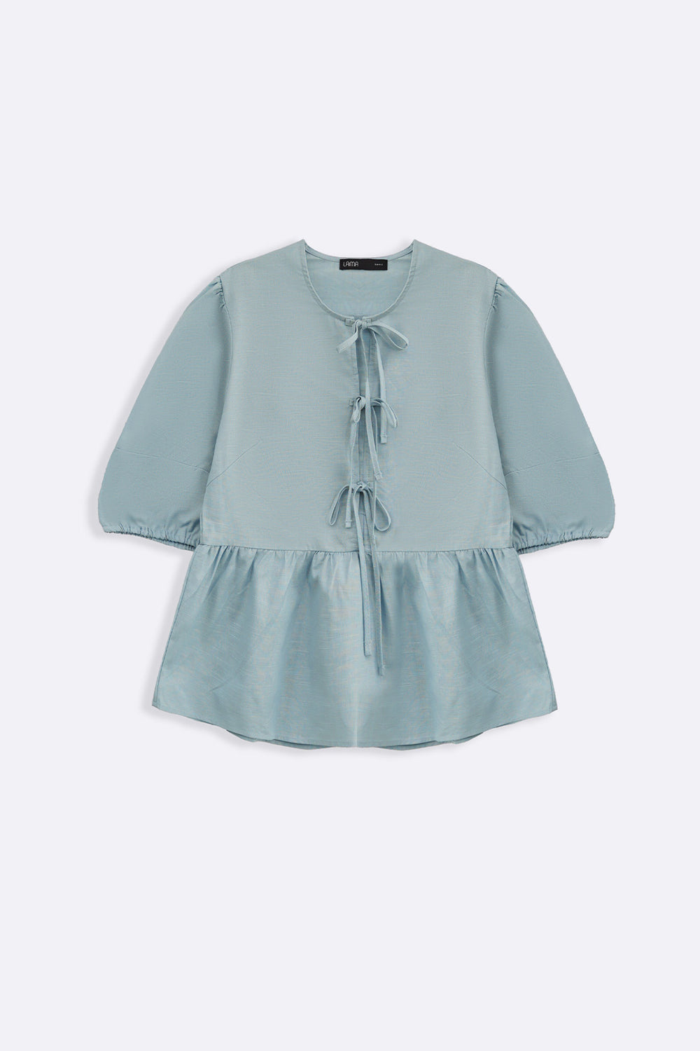 BLUE LINEN COTTON FLOUNCE TOP