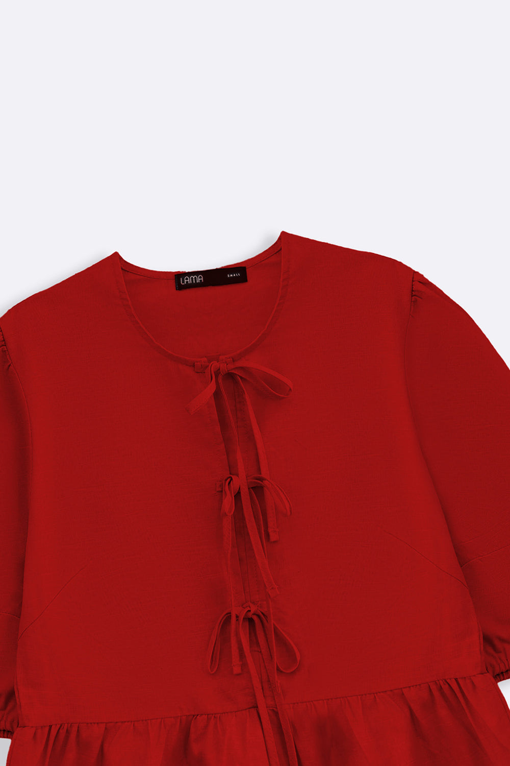 RED LINEN COTTON FLOUNCE TOP