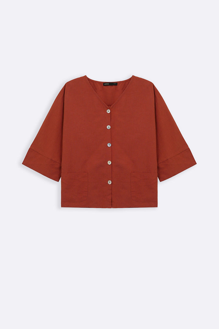 RUST LINEN SORBET BLOUSE