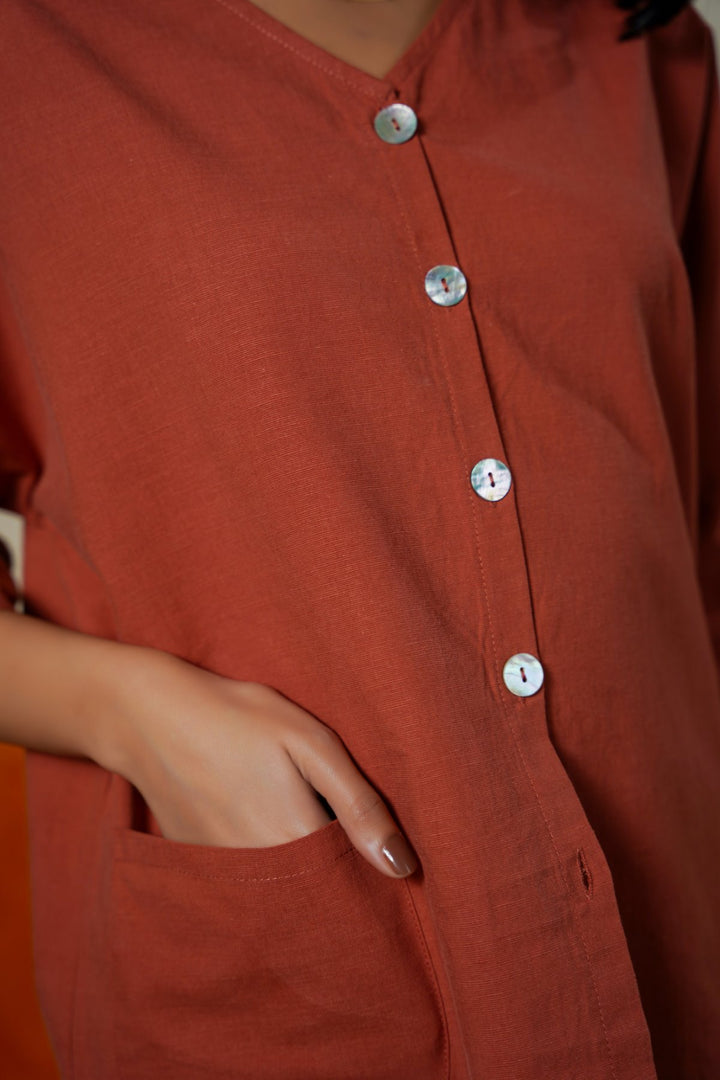 RUST LINEN SORBET BLOUSE