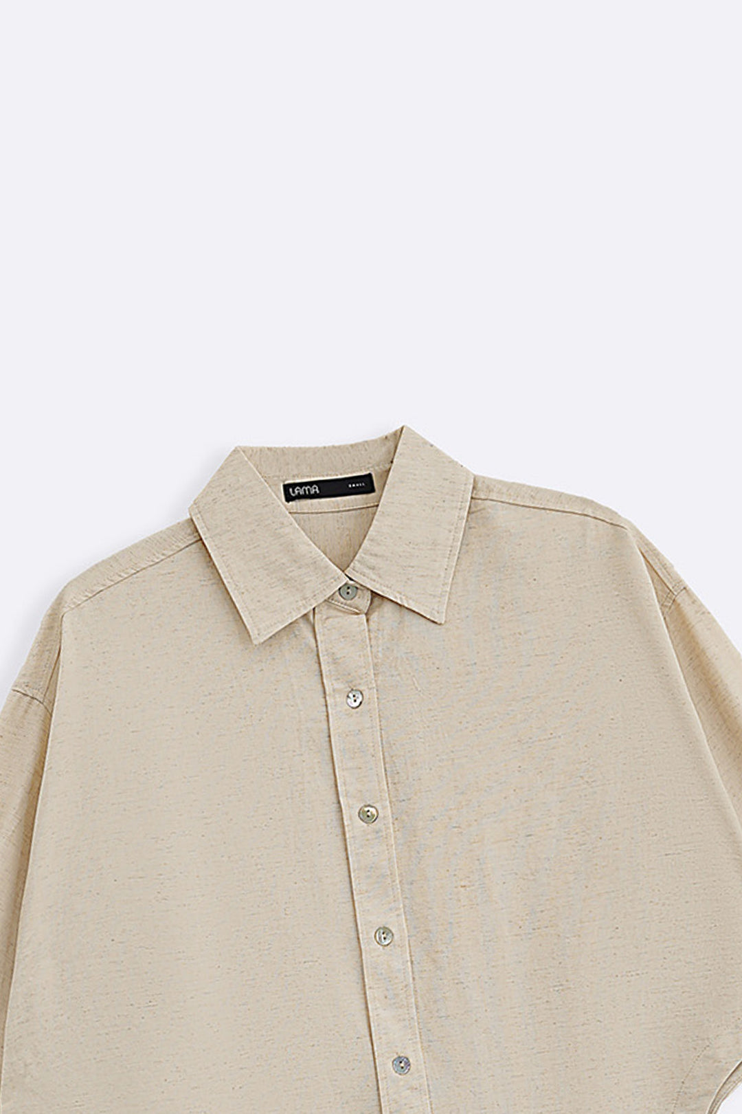 CREAM TENCEL LINEN CUT HEM SHIRT
