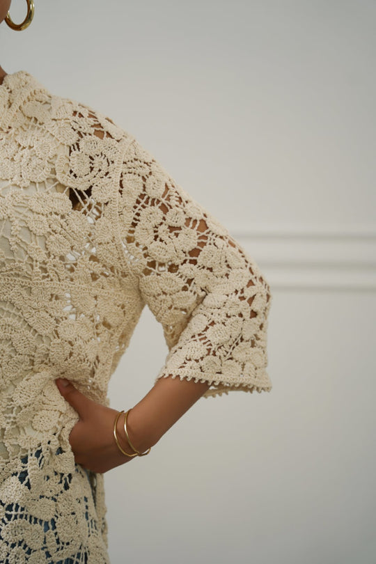 CREAM NOMAD CROCHET TUNIC