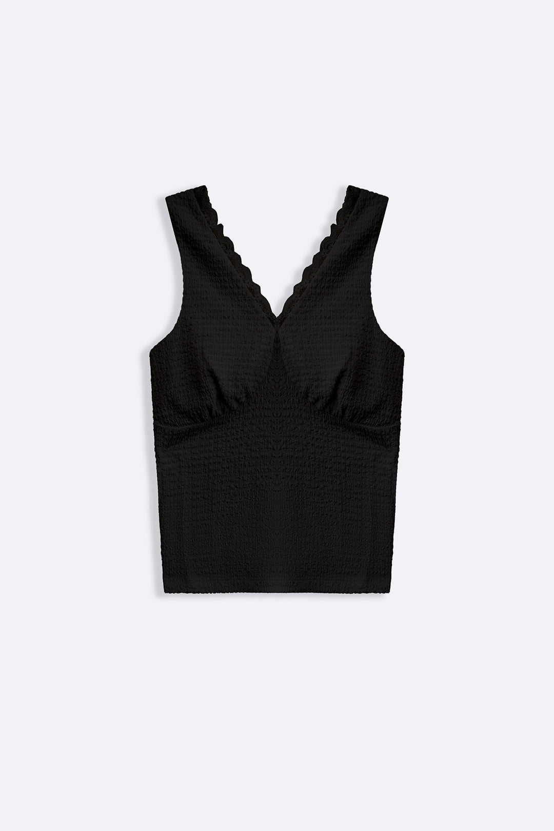 BLACK SOFT KNIT V-NECK TANK
