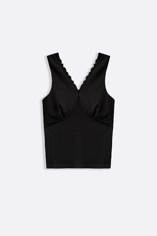 BLACK SOFT KNIT V-NECK TANK