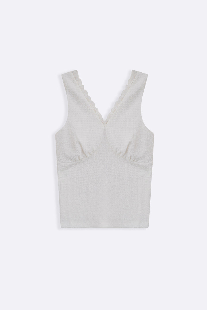 IVORY SOFT KNIT V-NECK TANK