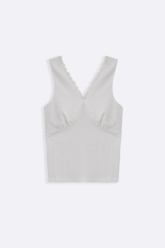 IVORY SOFT KNIT V-NECK TANK