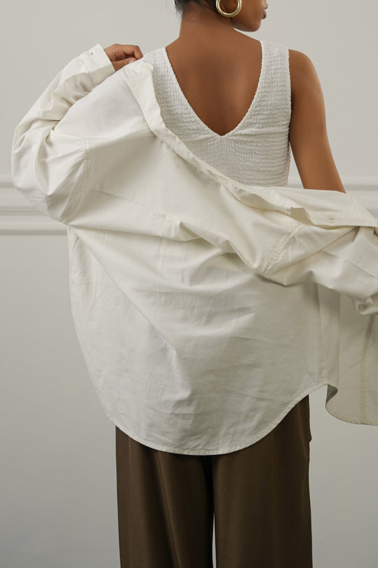 IVORY SOFT KNIT V-NECK TANK