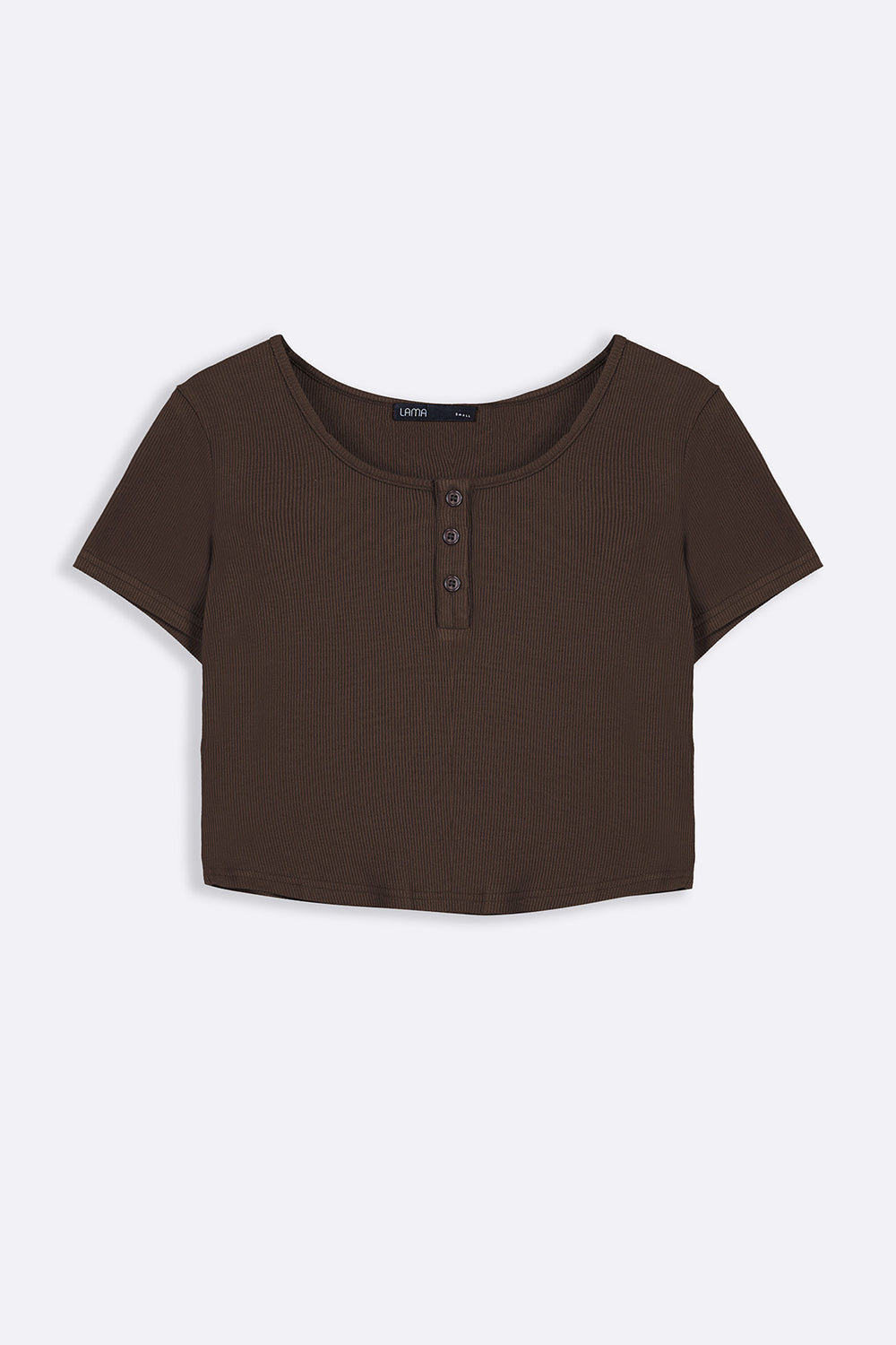 DARK BROWN HENLEY CREW TEE