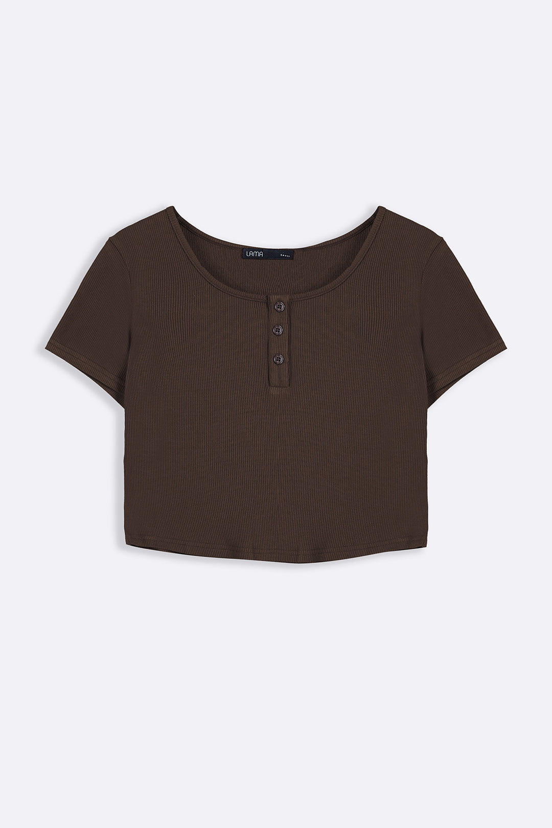 DARK BROWN HENLEY CREW TEE