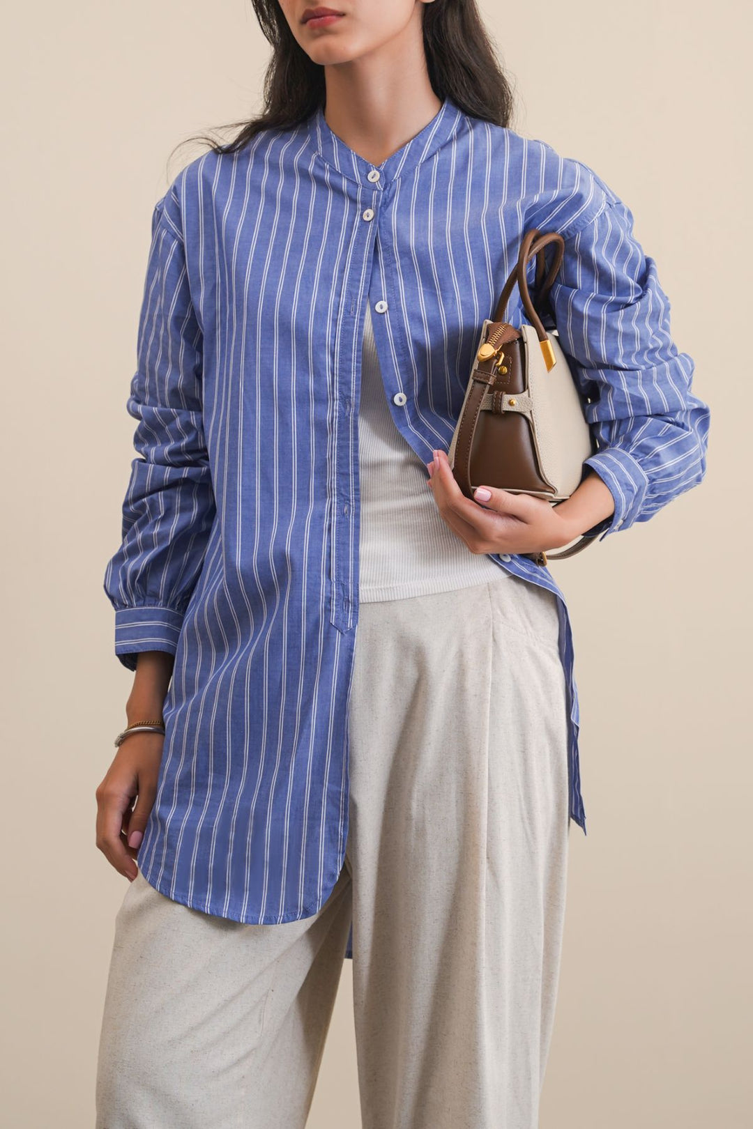 BLUE COTTON STRIPED SHIRT