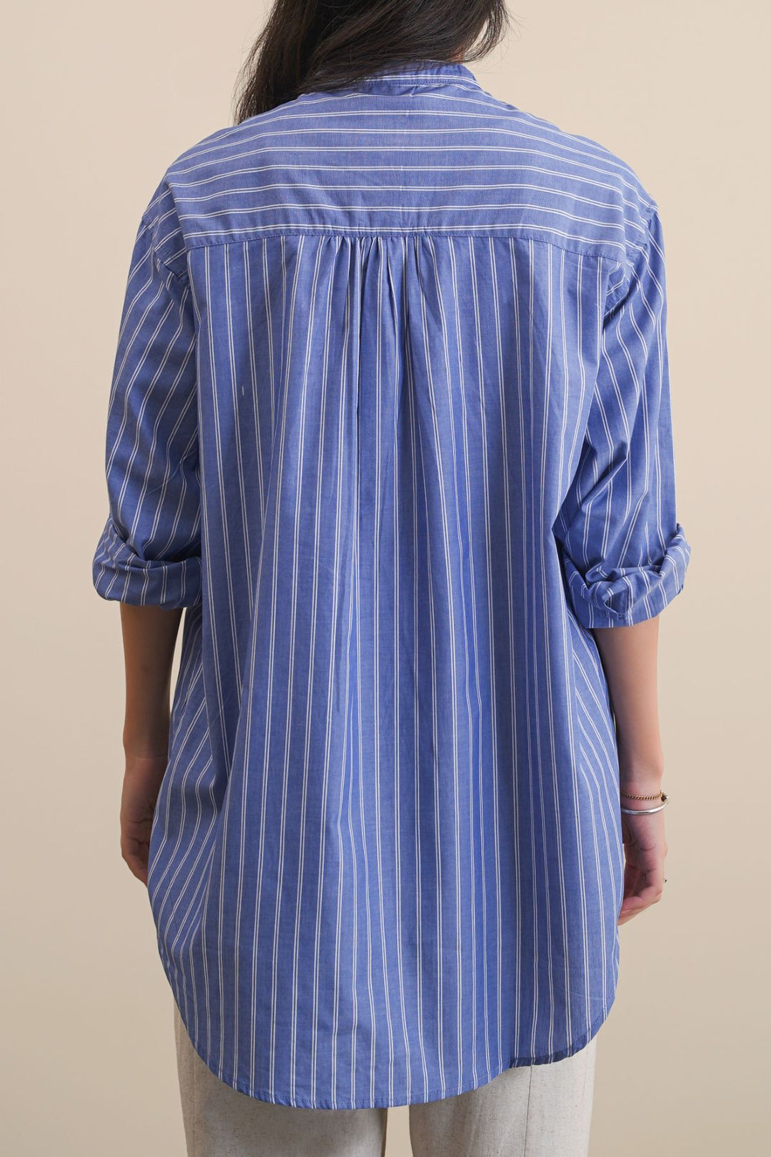 BLUE COTTON STRIPED SHIRT