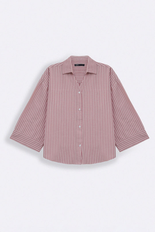 PINK SALMON PINSTRIPE SHIRT