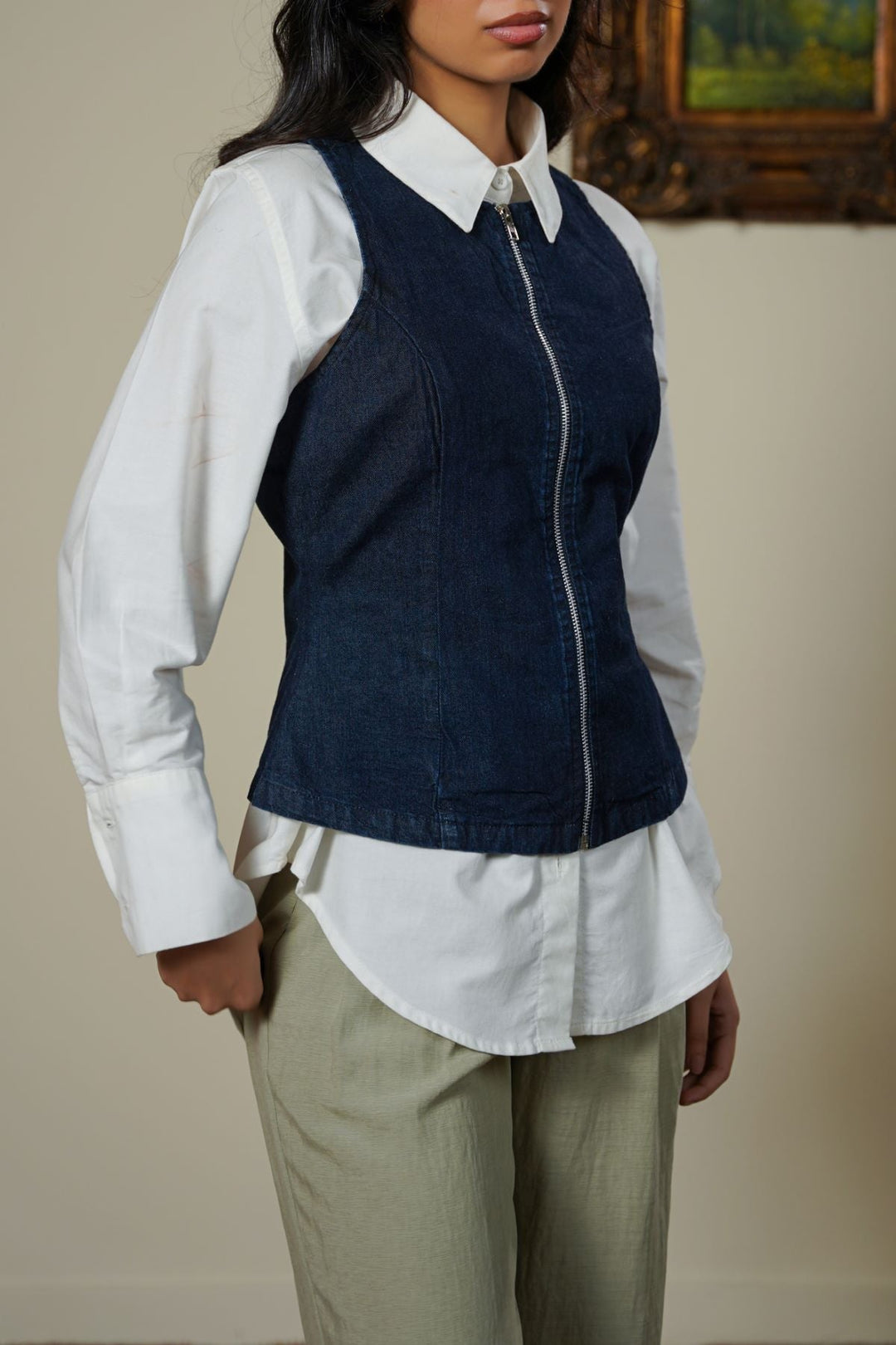 DARK BLUE CORSET DENIM TOP