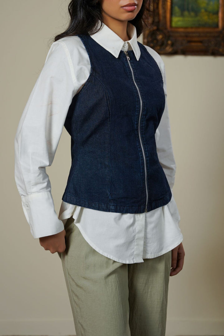 DARK BLUE CORSET DENIM TOP