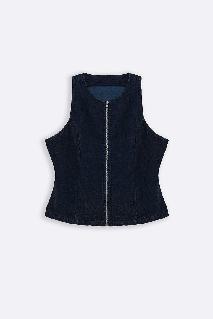 DARK BLUE CORSET DENIM TOP