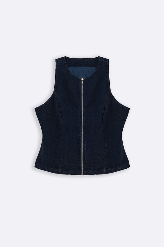 DARK BLUE CORSET DENIM TOP