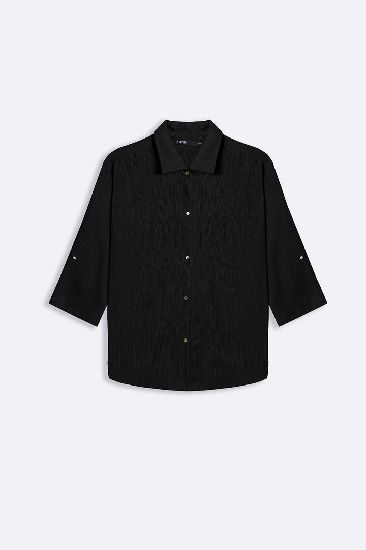 BLACK V COLLARED SHIRT