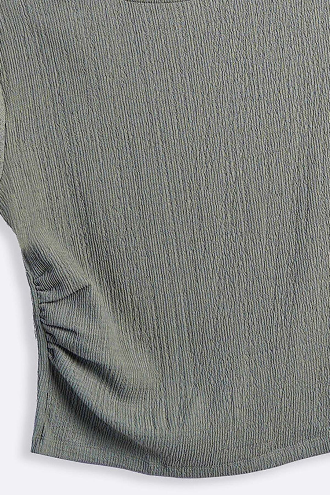 OLIVE PLEATED WAIST TEE