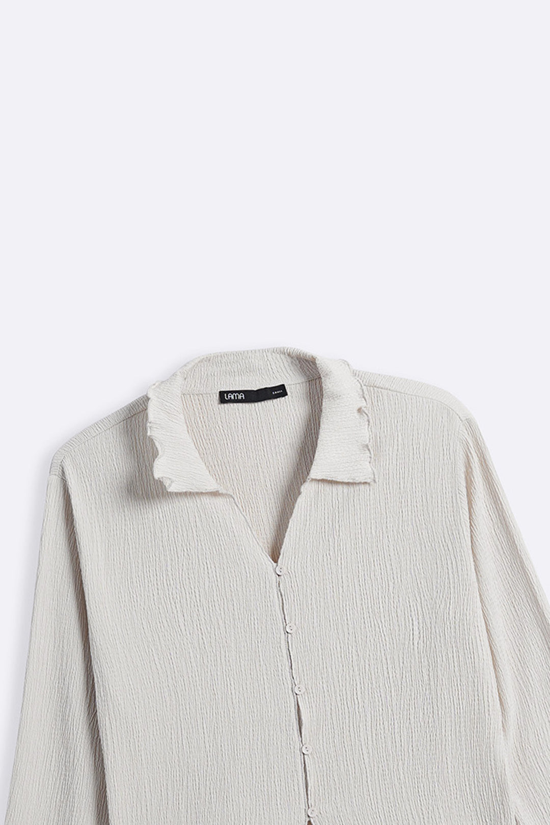 IVORY CRINKLE KNIT BUTTON-DOWN