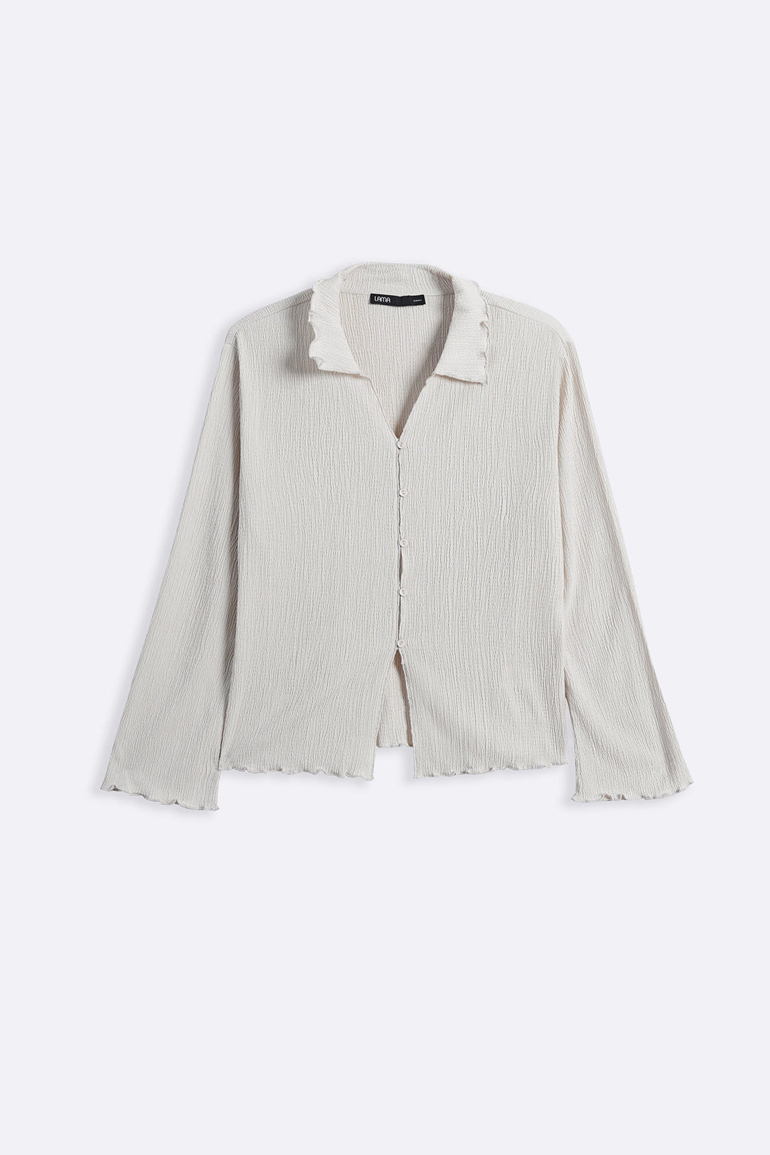 IVORY CRINKLE KNIT BUTTON-DOWN