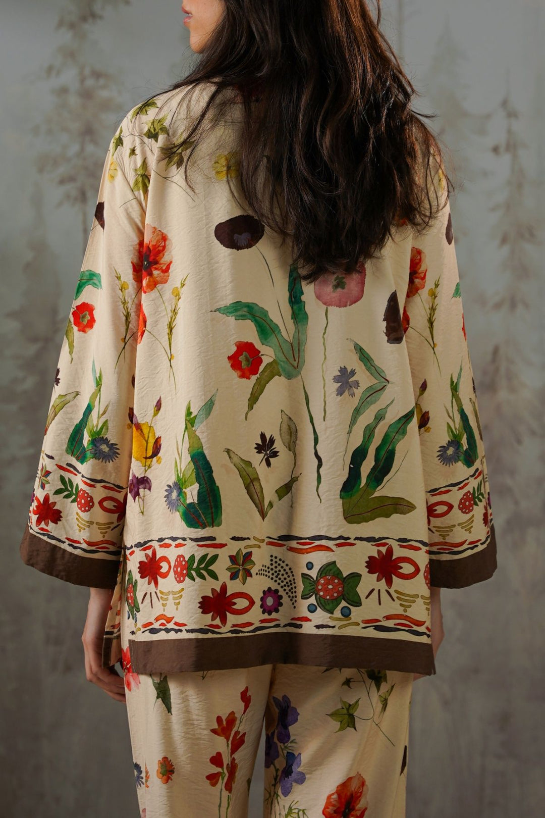 CREAM FERN & POPPY TOP