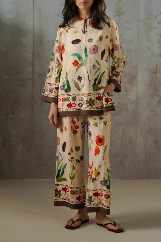 CREAM FERN & POPPY TOP