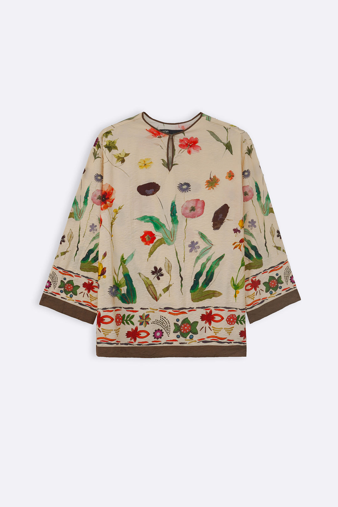 CREAM FERN & POPPY TOP