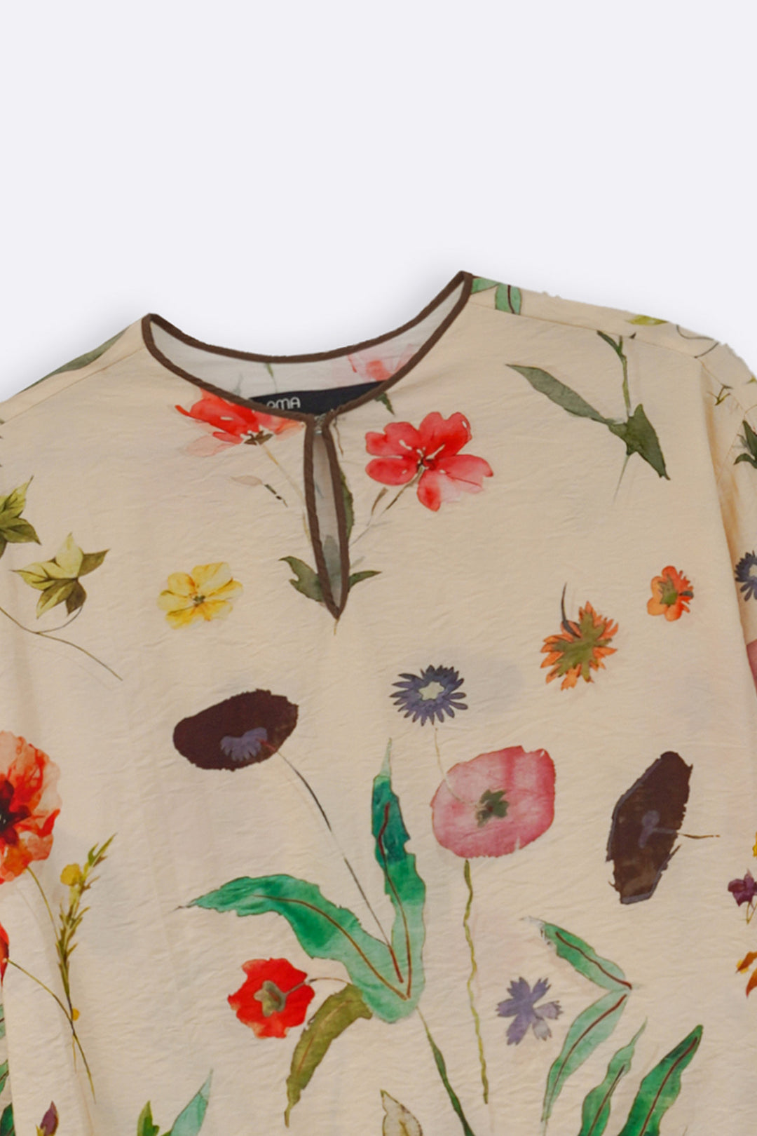 CREAM FERN & POPPY TOP