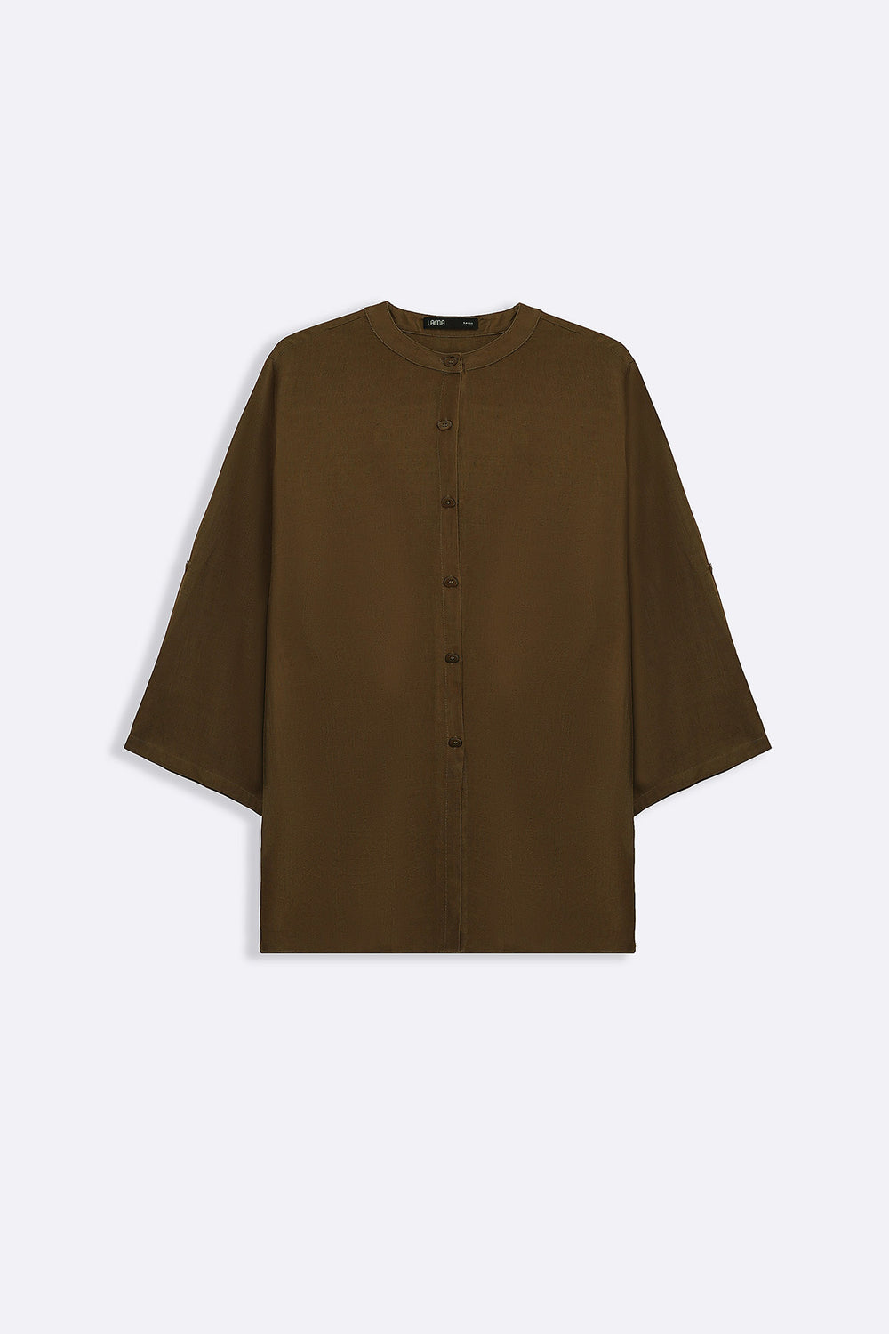 BROWN LINEN BLEND EASE SHIRT