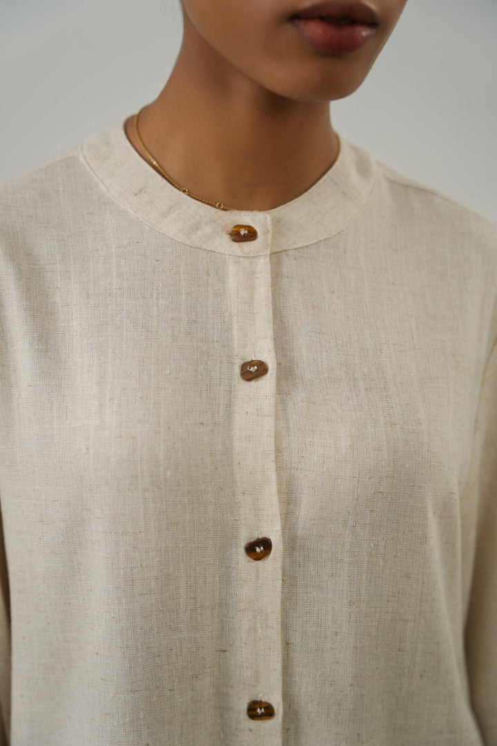 OAT MELANGE LINEN BLEND EASE SHIRT