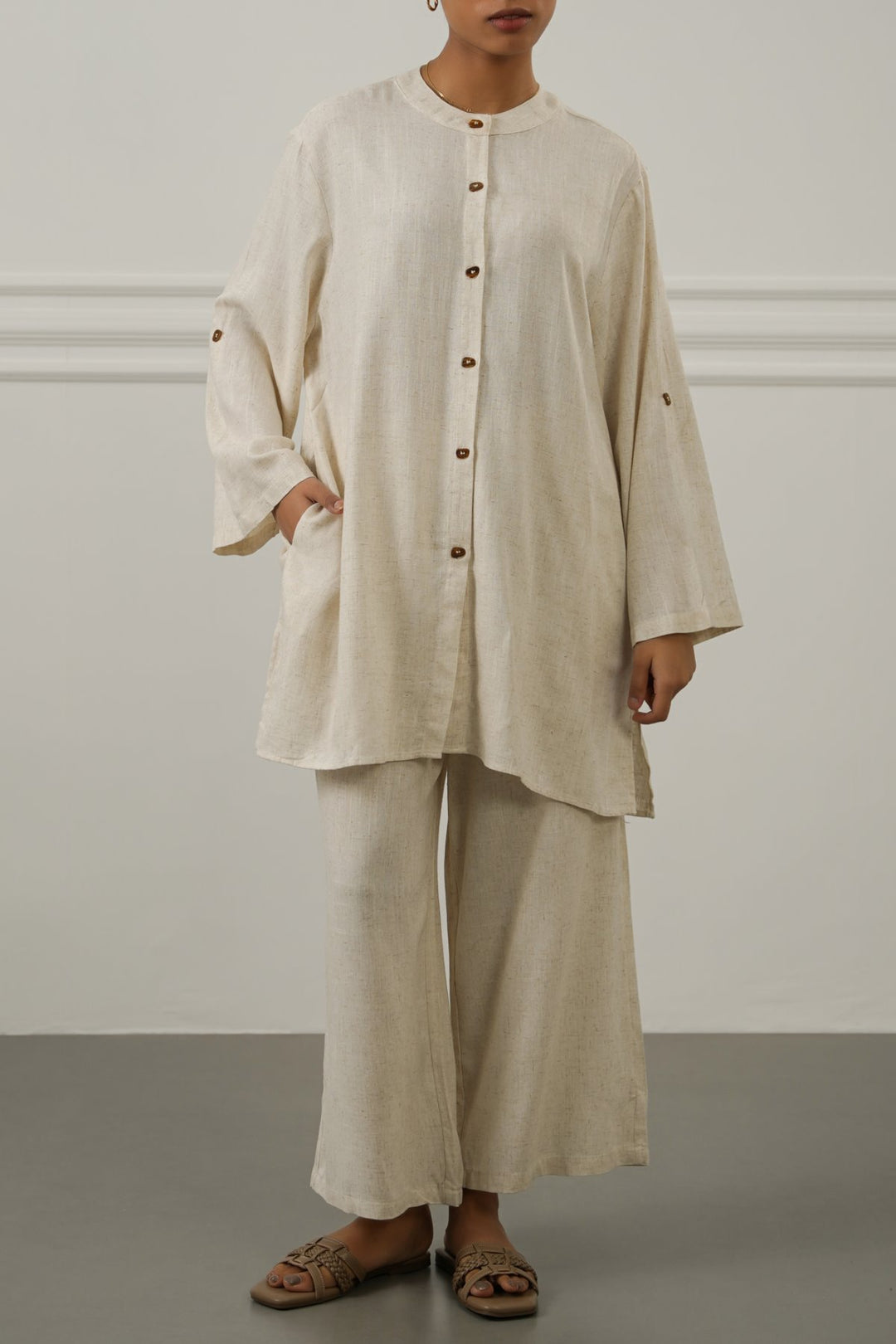 OAT MELANGE LINEN BLEND EASE SHIRT