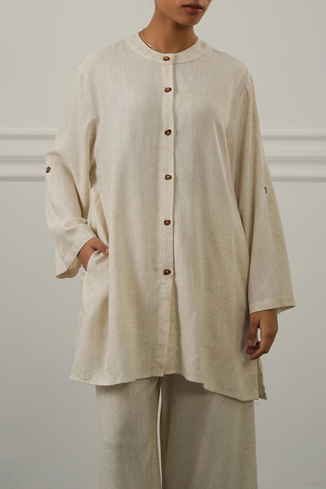 OAT MELANGE LINEN BLEND EASE SHIRT