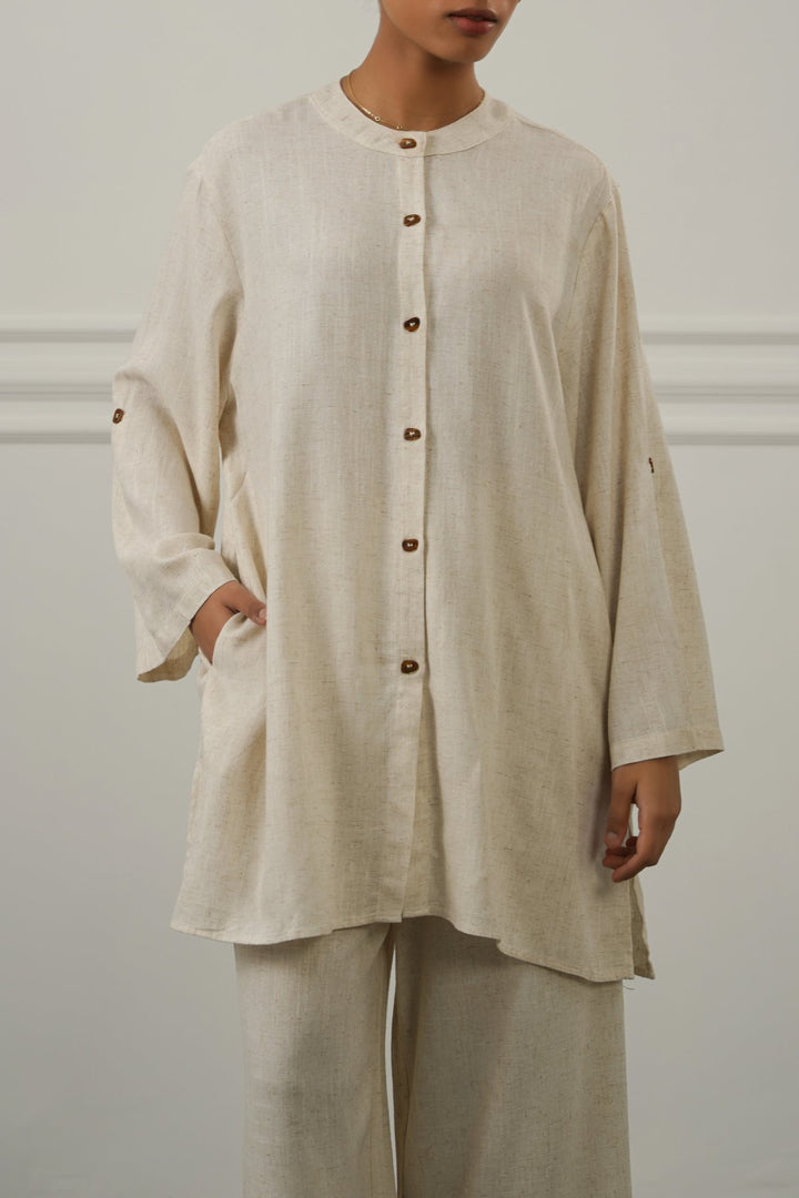 OAT MELANGE LINEN BLEND EASE SHIRT
