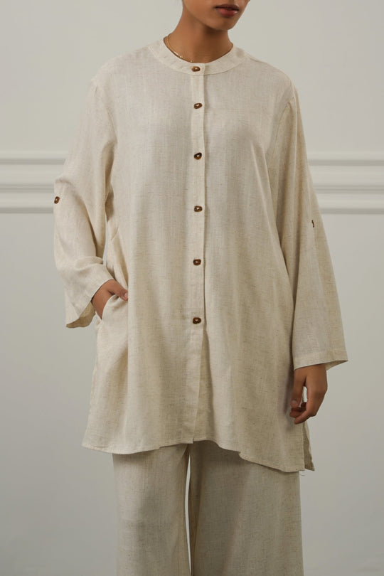 OAT MELANGE LINEN BLEND EASE SHIRT